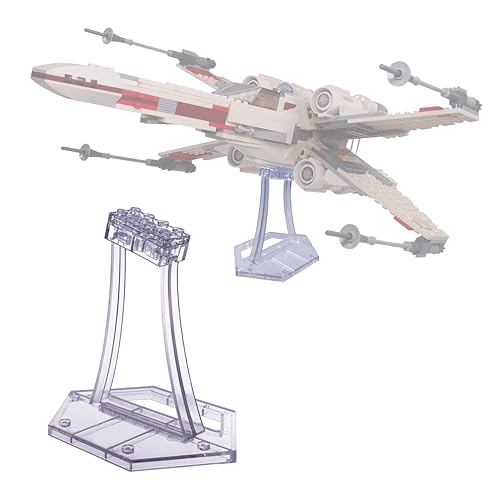 Display Stand for Lego 75301 X-Wing Starfighter, 75348 75346 75347 TIE Bomber, 75333 75388 Jedi Starfighter, for Plane Building Block Set etc. Plastic Transparent Angled Display Stand only.