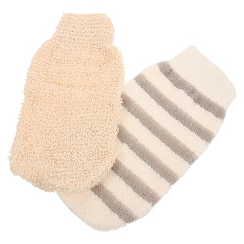 Ipetboom 2 piezas Guantes Exfoliantes de Baño de Lino Manoplas para Ducharse con Doble para Masaje y Limpieza Profunda de Espalda y Cuerpo