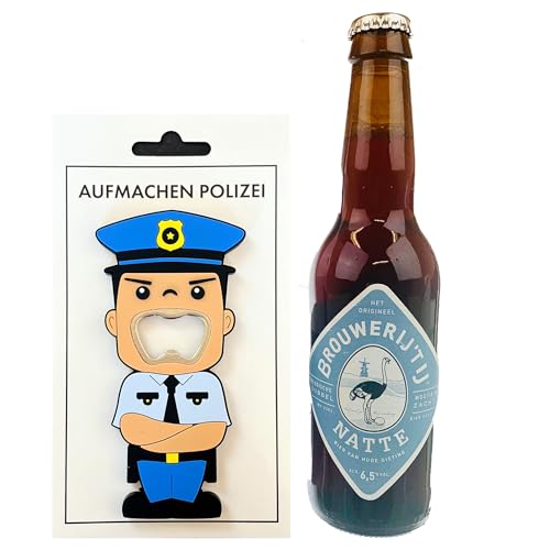 Apribottiglie - Apri la Polizia | Piccolo Regalo per Uomini e Poliziotti | Regalo di Birra Sotto i 10 Euro per Papà o Fratello