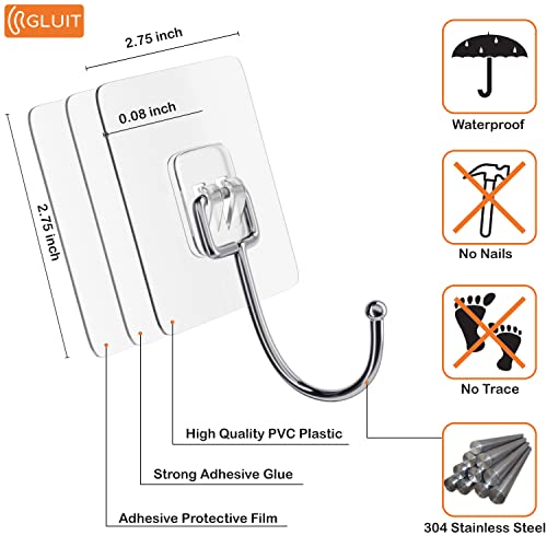 GLUIT-MaxGrip-Large-Hooks-Heavy-Duty-22-lbs-Waterproof-Adhesive-Wall-Hooks-for-Kitchen-Bathroom-Outdoor-and-More-6-Pack