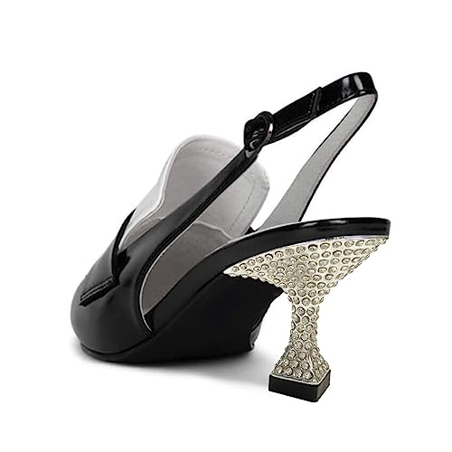 YDN Women Dressy Slingback Pumps Pointed Closed Toe Slip On Contrast Stitching Loafers Sandals Rhinestone Kitten Low Heels Shoes Business Daily Size 4-15 US4