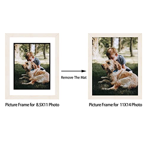 Golden State Art, 11X14 Distressed White Picture Frame Display Picture 8.5X11 With White Over Black Double Mat Or 11X14 Without Mat (Wall Display), Made Of Pine Pine Wood Picture Frame With Tempered Glass, 5 Pack #TOP1