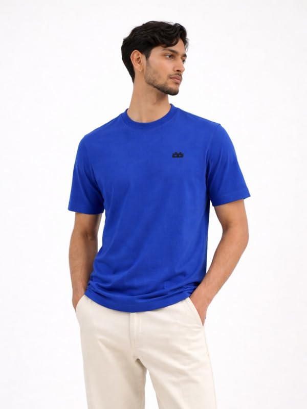 Image of Men 100% Cotton Regular Fit Round Neck Half Sleeve Solid T-Shirt Combo Pack of 3 | 180 GSM Double Bio-Washed | Breathable Soft Touch Everyday Wear | Maroon + Royal Blue Accent