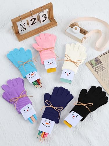Image of Cooraby 12 Pairs Kid's Winter Magic Gloves Children Stretchy Warm Magic Gloves Boys or Girls Knit Gloves for 6-12 Years