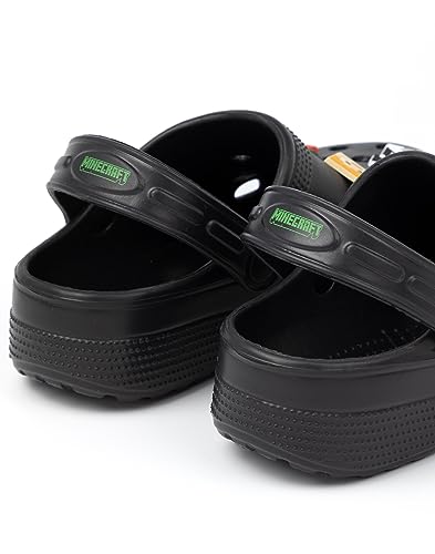 Minecraft Kids Classic Clogs | Black Ventilated Sliders with Supportive Strap for Boys and Girls | Game Creeper TNT Weapons Novelty Charms Footwear | Summer Beach Pool Shoes for Children and Teens - Image 4