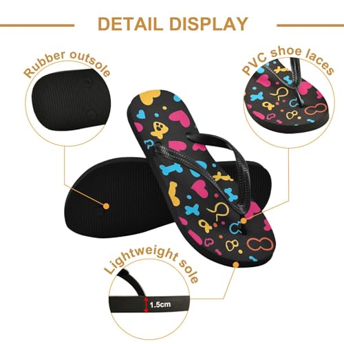 Colorful Hearts5 Flip Flop Beach Summer Casual Sandal for Women & Men Shower Shoes 208605852