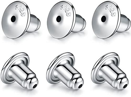 Catinee Locking Earring Backs for Studs,14k Plated White Gold Earrings Back for Studs Secure,Hypoallergenic Earring Backs Apply to Earring Backs for Droopy Ears(6pcs/3pair)