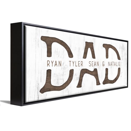 DAD & Children Farmhouse Art | Premium Poster or Framed Canvas | 36”x12