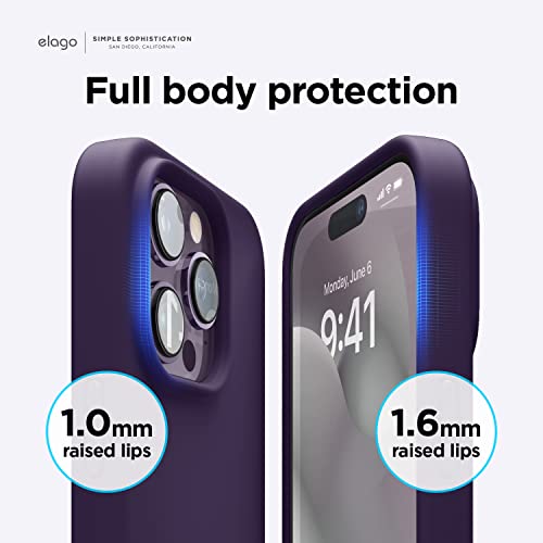 Image of elago Compatible with iPhone 14 Pro Max Case, Liquid Silicone Case, Full Body Protective Cover, Shockproof, Slim Phone Case, Anti-Scratch Soft Microfiber Lining, 6.7 inch (Deep Purple)
