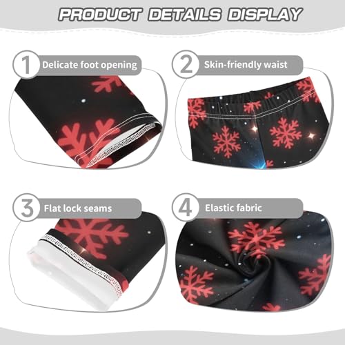 Christmas Red Snowflakes on Black Girls Leggings Stretchy Dance Pants for Kids3