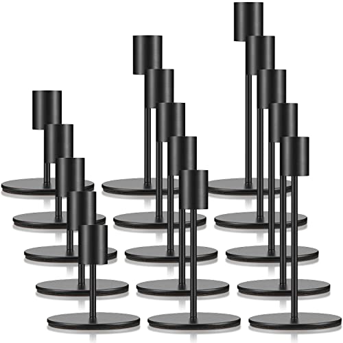 15 Pcs Black Candle Holders Set Matte Candlesticks Holders Decorative Taper Candle Holders Modern Metal Candelabras For Wedding Dinning Anniversary Home Christmas Party Decor Table Centerpiece #TOP7