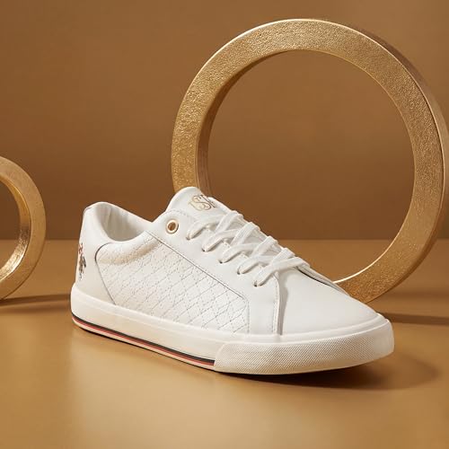 Image of U.S. Polo ASSN. Heidi 2.0 White Sneakers Shoes with Quilting Detail