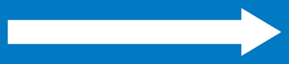 RPK757SSD Self-Stick "LONG ARROW" PIPE Marker for 2-1/2" to 6" OD Pipe, White on Blue, 2-1/2" H x 12" W