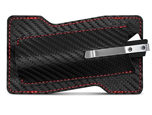 Leather Knife Sheath For Belt - Folding Knife Sheaths For Crkt Knife & Crkt Ceo Knife Holster | Pocket Knife Sheath Knife Holder For Belt Vertical & Horizontal Knife Sheath For Belt, Carbon Fiber #TOP3