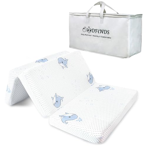 Image of Trifold Pack and Play Mattress, 38 inchx26 inchx3 inch Soft & Firm Foldable Memory Foam Baby Mattress for Pack N Play, 3 Inch Thick Pack N Play Mattresses with Carrying Bag, Breathable & Washable Cover