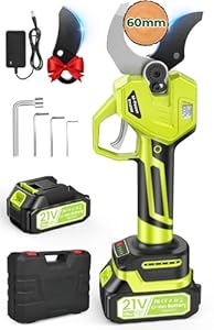 Akku-Elektro-Gartenschere: 1200 W, 75 mm Öffnungsweite, 50–60 mm Schnittkapazität, 21 V/4000 mAh Akku, SK7-Klingen, mit LCD-Display. Ideal für Bäume, Reben und Weinberge