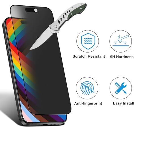 Mothca Matte Privacy Screen Protector for iPhone 15 Pro [6.1 inch] with Easy Installation Tool, Anti Spy Anti Glare Full Coverage Tempered Glass Film, Anti-Fingerprint, Case Friendly, Smooth as Silk by Mothca - Used condition - Image 6