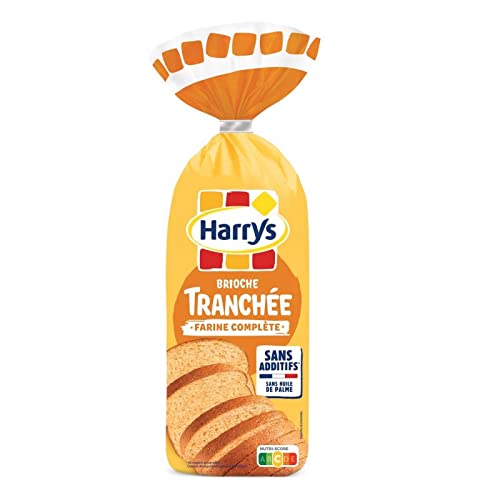 HARRYS - Brioche Tranchee Farine Complète Sans Additifs 485G - Lot De 4 - Vendu Par Lot