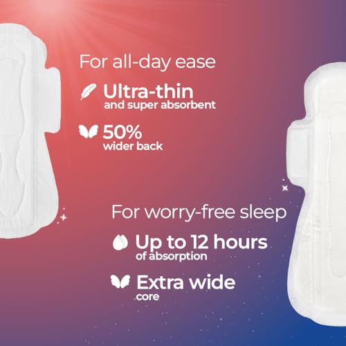 Image of Nua Day & Night Sanitary Pads for Women | Pack of 12 (8 XL Day + 4 XXXL Night Pads) | Ultra-Thin, Super Absorbent | 12 Hr Protection | Soft, Rash-Free, Toxin-Free, Leak-Proof, XL & XXXL Pads