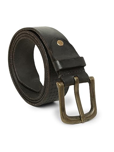 Image of ART N VINTAGE Men's Genuine Pure Leather Black Belts with Metal Brass Buckle - Classic Elegance for Every Outfit