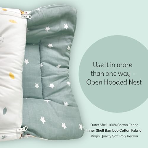 Image of 3 in 1 Baby Sleeping Bag & Carry Nest for Newborn, Portable Bamboo Cotton for 0-6 Months Infants, Holding Set, Soft & Lightweight (Jungle Tribe)