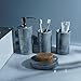 CAA'S Bathroom Accessories Set 4 Pieces Ceramic Soap Dispenser Toothbrush Holder Tumbler and Soap Dish Home Decoration Countertop Vanity Bathroom Accessoy Set,Grey,LASI-01