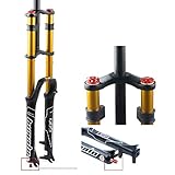 LSRRYD Fahrrad Downhill-Federgabel 26 27,5 29 Zoll Gerade 680DH MTB Fahrrad-Stoßdämpfer Luftdämpfung Scheibenbremse Schnellspanner Durch Die Achse Federweg 135mm (Color : Gold QR, Size : 29inch)