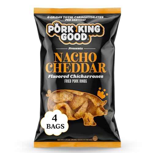 Pork King Good Nacho Cheddar Pork Rinds (Chicharrones) (4 Pack)