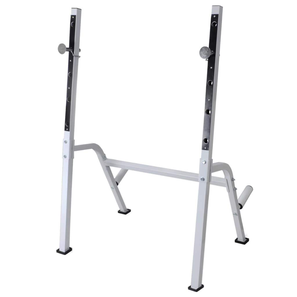 Festnight- Hantelbank mit Ablage, Langhantel und Kurzhantel-Set 60,5 kg | Stahl Fitnessbank | Trainingsbank mit Hantelset 150 x 45 x 123 cm
