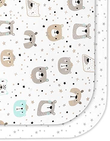 FlyIdeas Moses Basket Fitted Sheets 2 Pcs Set 75x35 cm | 2 Fitted Sheets Perfectly Compatible with Mother Nurture Traumeland Alvi 100% Pure Cotton