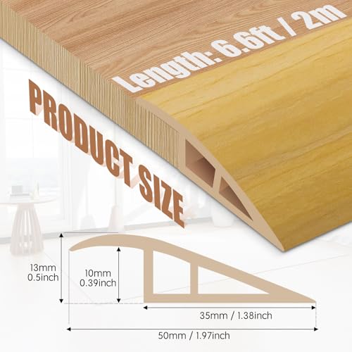 Image of Floor Transition Strip Door Threshold 78 inch Floor Transition Reducer Trim on The Edges Threshold Strip Self Adhesive Suitable for Doorways, Tiles, Carpet