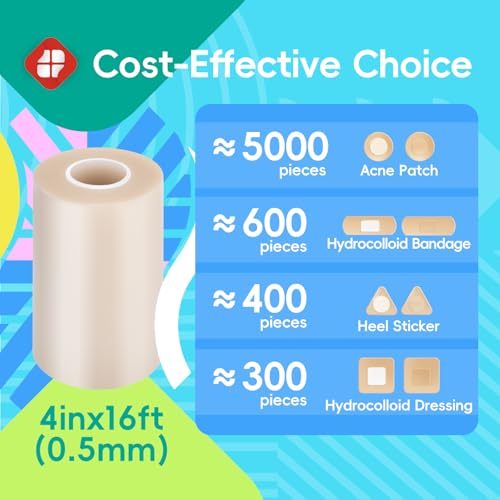 Image of LIFARA Hydrocolloid Roll for Wound Care - Cut-to-Size, Extra Large Hydrocolloid Patch Bandages with Self-Adhesive, Waterproof, First Aid Kit Essential (4in*16ft, 19.7mils / 0.5mm Thickness)