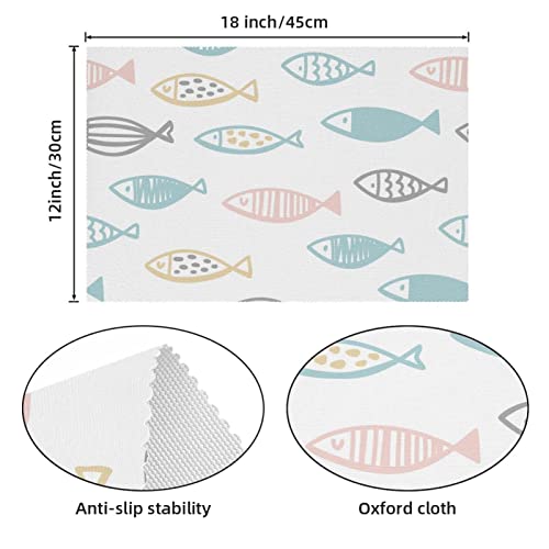 Set de table en forme de poisson blanc résistant chaleur nappe lavable - 5