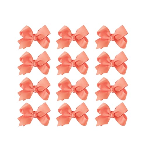 Image of Small Solid Bow for Girls - Set of 12 (Peach)