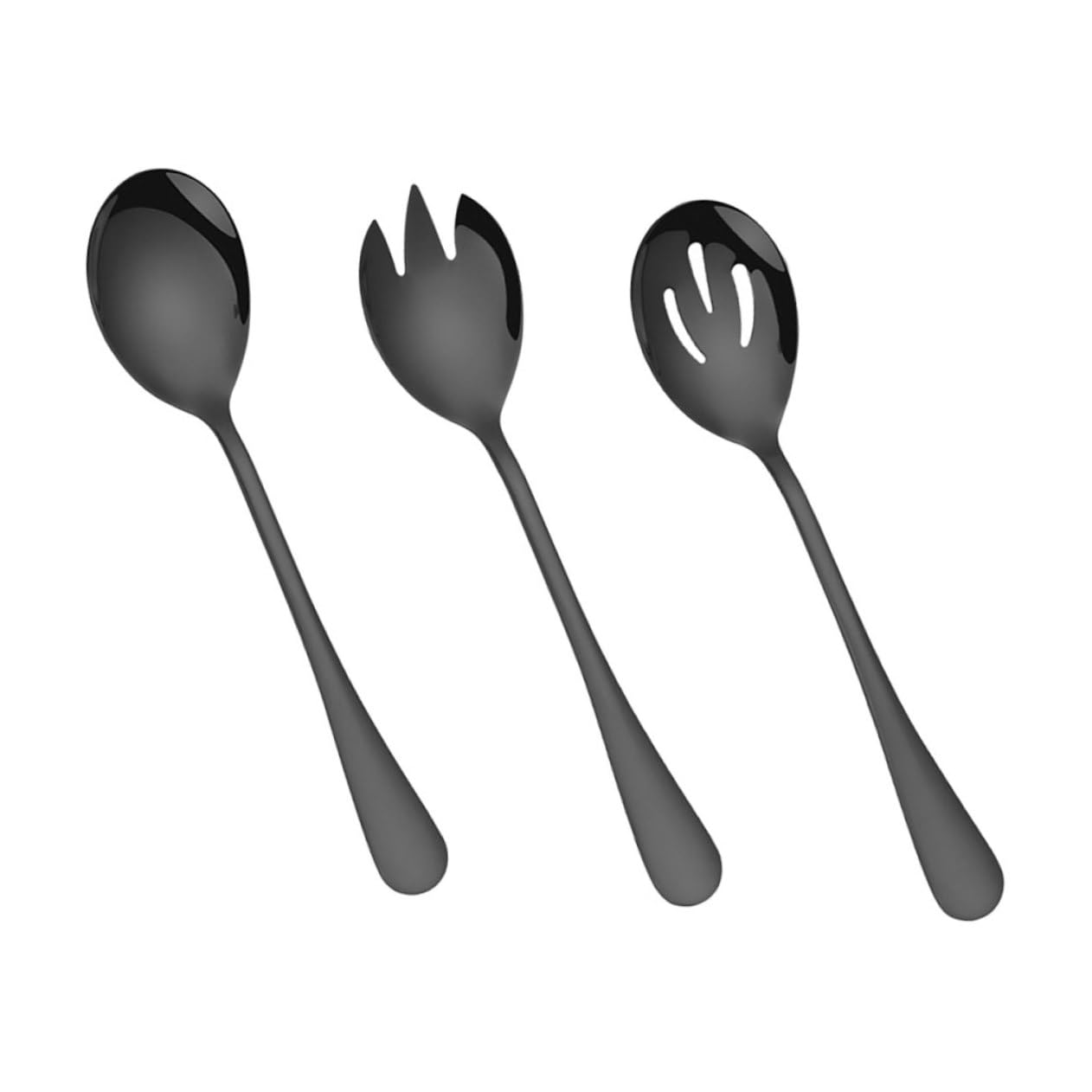 FUNOMOCYA 1 Set Stainless Steel Salad Spoon Salad Salad Mixer Buffet Dishes Cutlery Chef Spoons Salad Serving Utensil Salad Hands Salad Tongs Spaghetti Server Pasta Salad Dinner Black
