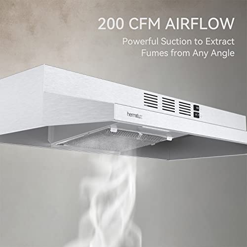 Hermitlux Range Hood 30 Inch Under Cabinet, Convertible Kitchen Exhaust Fan, Stainless Steel Vent Hood With Led Light #TOP6