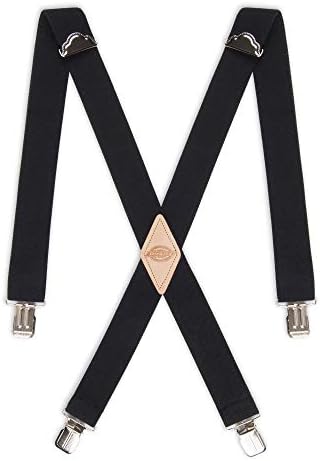 Dickies mens 1-1/4 Solid Straight Clip apparel suspenders, Black, One Size US
