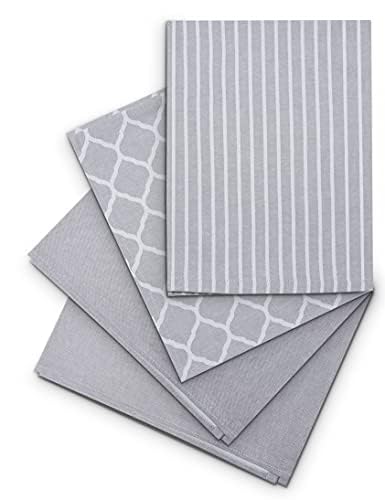 homeburg 4er Set Geschirrtücher grau, 100% Baumwolle, 50 x 70 cm, 230g/m², Made In EU, Oeko-TEX Standard 100, 4 hochwertige Geschirrhandtücher