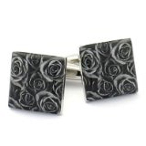 Mancuernillas para Hombre Diseño Rosa Negra miniatura 1