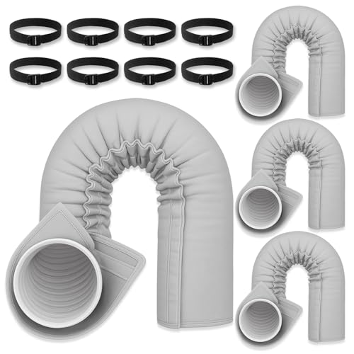 Image of Outus 4 Pcs Air Conditioner Hose Cover Wrap - Ac Hose Duct Vent Insulation Sleeve Insulated Cover for Portable Ac for 5 inch & 5. 9 inch Diameter 60 inch Long Exhaust Hoses Tube (Gray)