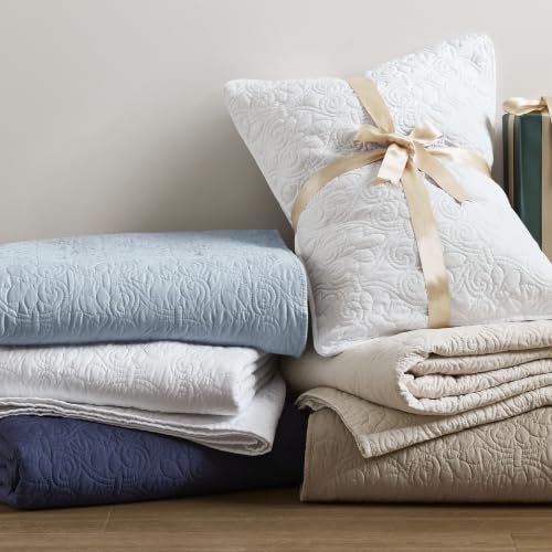 Image of Madison Park Luxurious Cotton Damask Quilt Set, 2PC Twin /Twin XL Bed Set