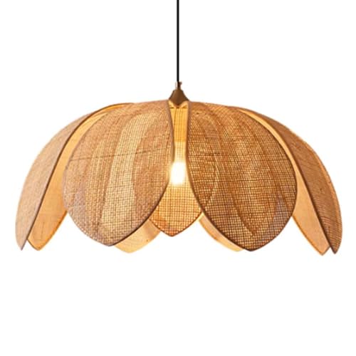 Suspension rotin bohème à pétales - Grand lustre réglable pour chambre et îlot de cuisine
