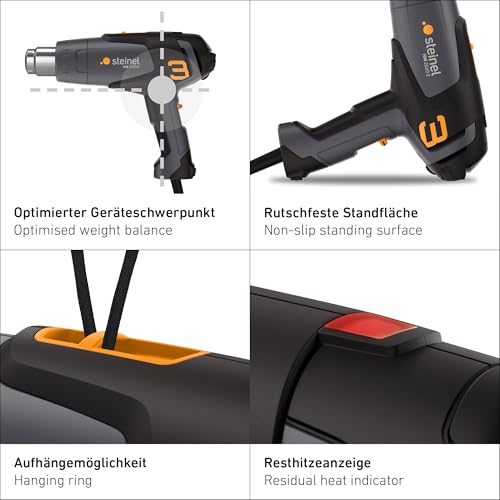 Steinel Heißluftpistole HM 2020 E, 2200 W Heißluftfön, LCD-Display, Temperatur 80°-630°C, Heißluftgebläse mit Thermoschutzabschaltung, Keramikheizung