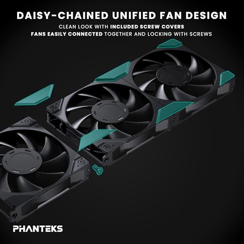 Image of Phanteks M25-120 Gen2 Triple Pack 120mm PWM High Performance Cooling Fan, Daisy-Chain Unified Fan Frame, Black.
