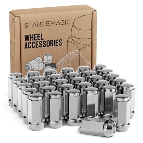 32pcs Chrome Silver 9/16x18 Extended Bulge Lug Nuts - 1.8