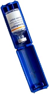 1ml U-100 disposable syringe T1me Vial Syringe Insulin Filling Support (BD Micro-Fine and other insulin syringe), Insulin transfer device for diabetes, Bottle Protector Case, Vial Holder (Blue)