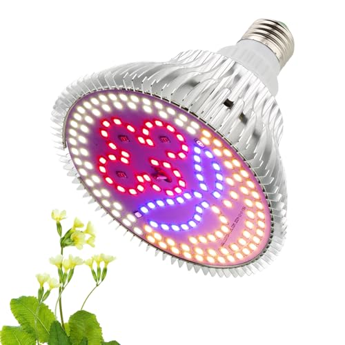 highydroLED 156-LED Full Spectrum Plant Light, E27 Grow Bulb for Indoor Plants, Energy-Efficient 2835 LED with Red/Blue/White/Warm/IR/UV, 85-265V, Easy Install for Succulents, Flowers, Veggies, Herbs