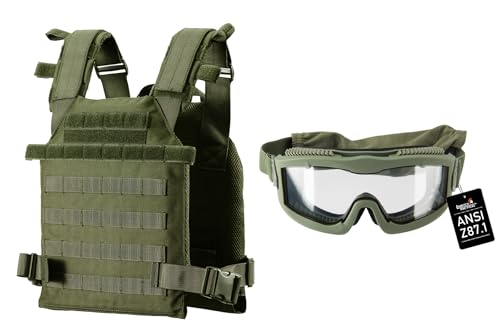 Lancer Tactical Weighted Vest & Goggles for Men and Women Weight Vests Adjustable Strength and Endurance Training Fitness Tactical Running