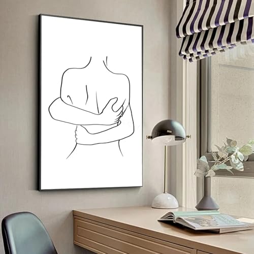 Art Mural Peinture Couple pour un Salon Moderne et Romantique