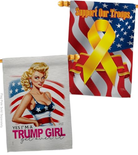 Trump Flag I am Trump Girl Flag Support Our Troop Wall Hanging Home Viintage Poster Make America Again 2024 Garden Outdoor Patriotic Patio Decoration Women, Republican Gifts Made in USA